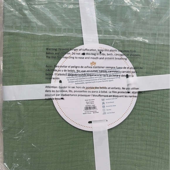 nwt CAROL & FRANK Ryker coverlet gauze KING blanket green anthropologie - Picture 5 of 5